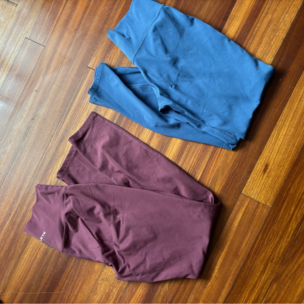 Alphalete Surface Power Blue and Maroon Leggings